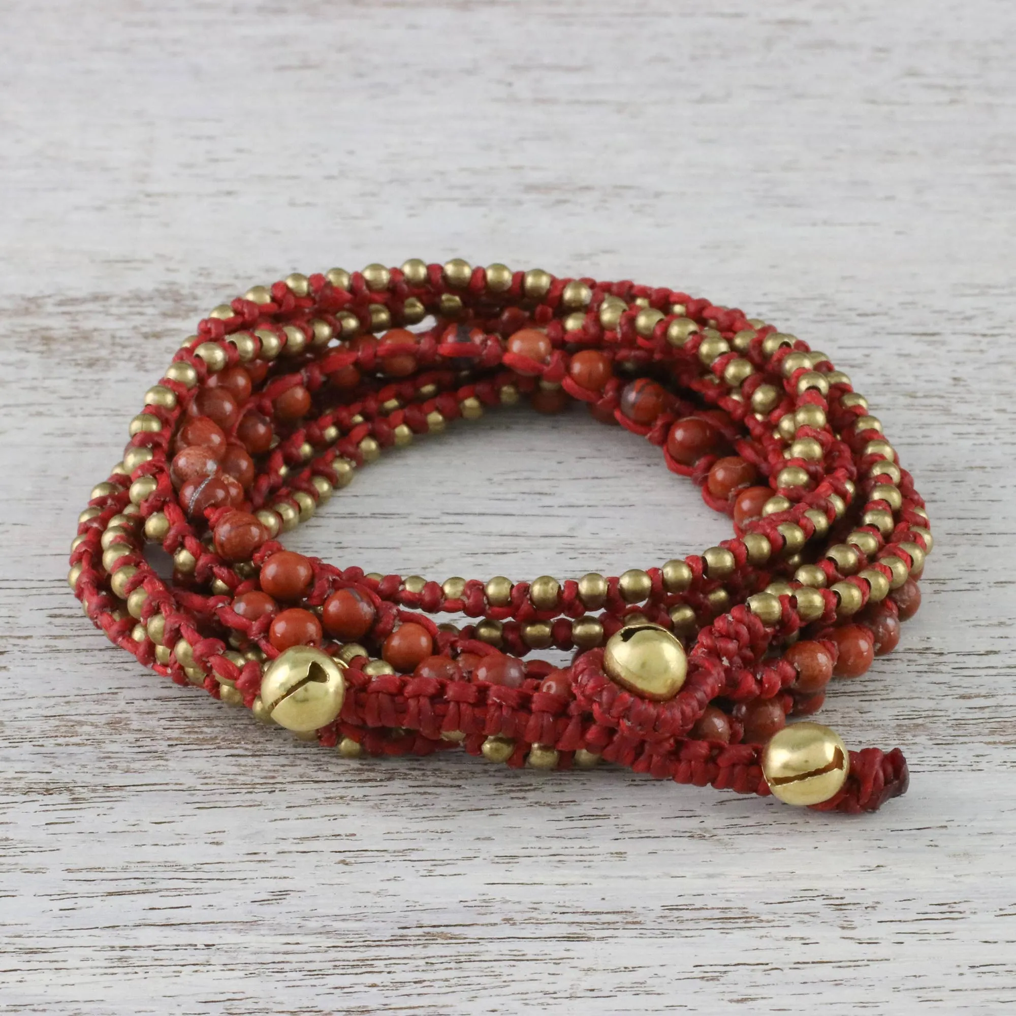 Jasper Beaded Wrap Bracelet from Thailand - Boho Dream | NOVICA