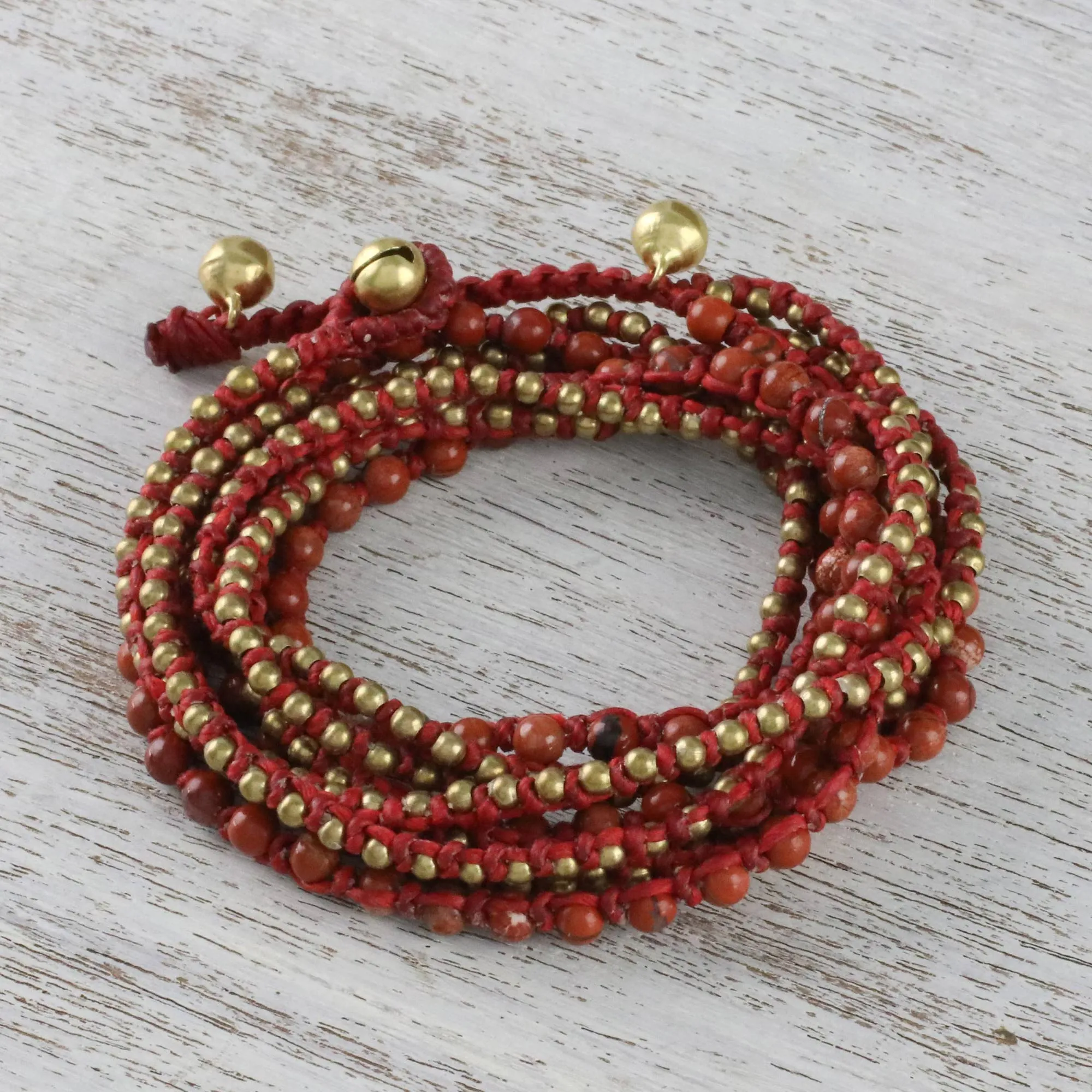 Jasper Beaded Wrap Bracelet from Thailand - Boho Dream | NOVICA