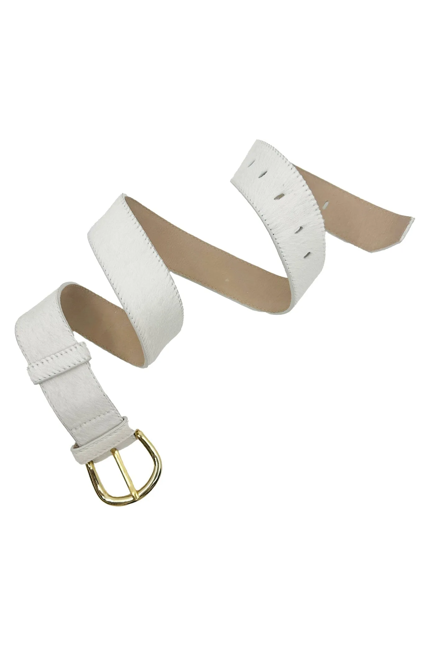Jeans belt White Cowhide