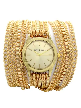 Joker & Witch Gold Chain Party Chic Analog Gold Dial Women's Watch (Amwww88)