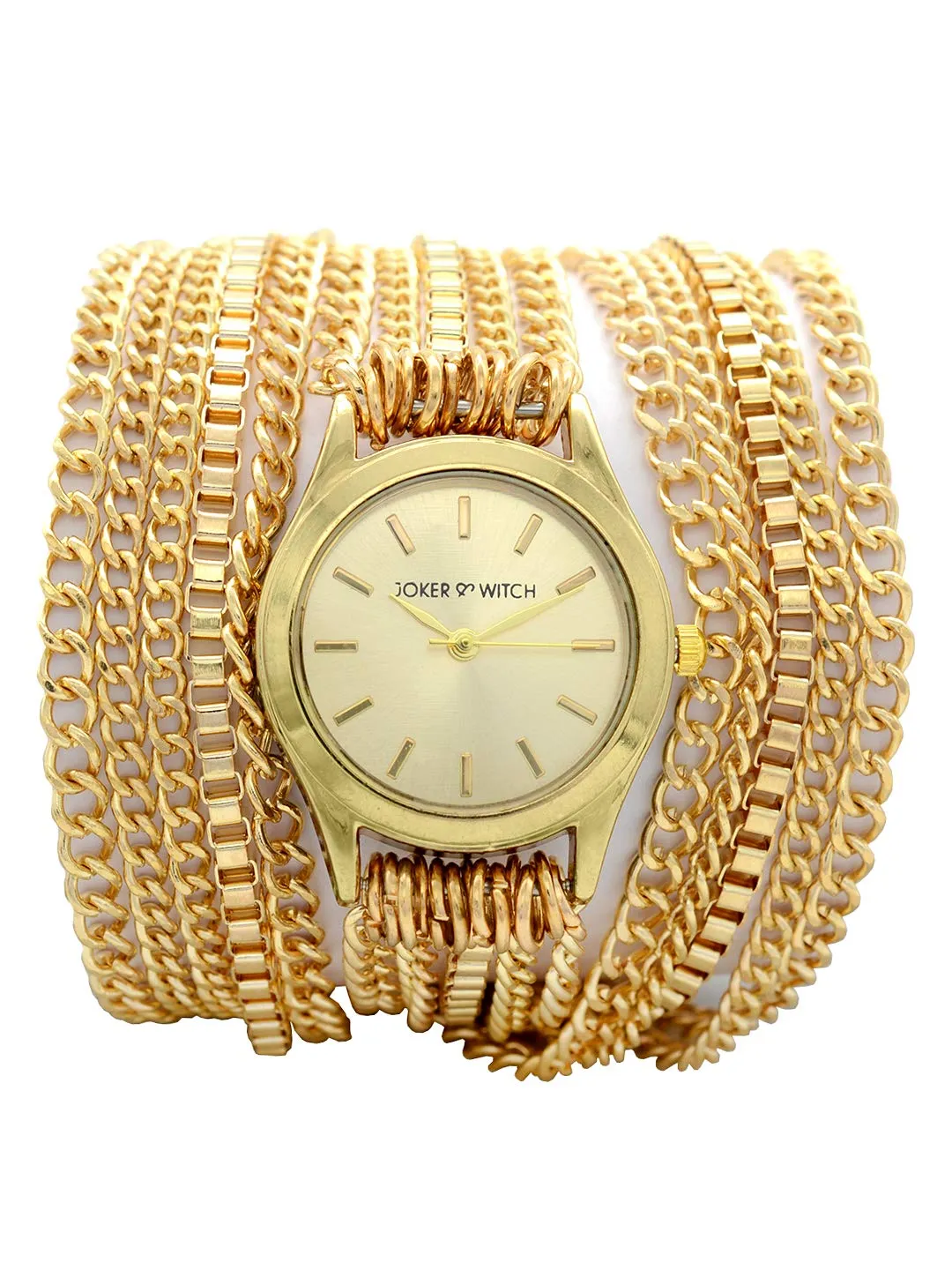 Joker & Witch Gold Chain Party Chic Analog Gold Dial Women's Watch (Amwww88)