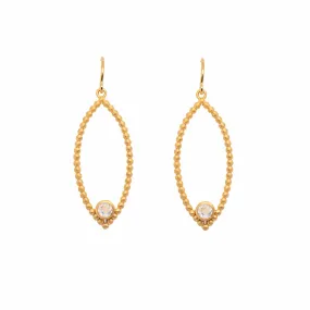 Karma Wire Rainbow Moonstone 24K Gold Vermeil Earrings