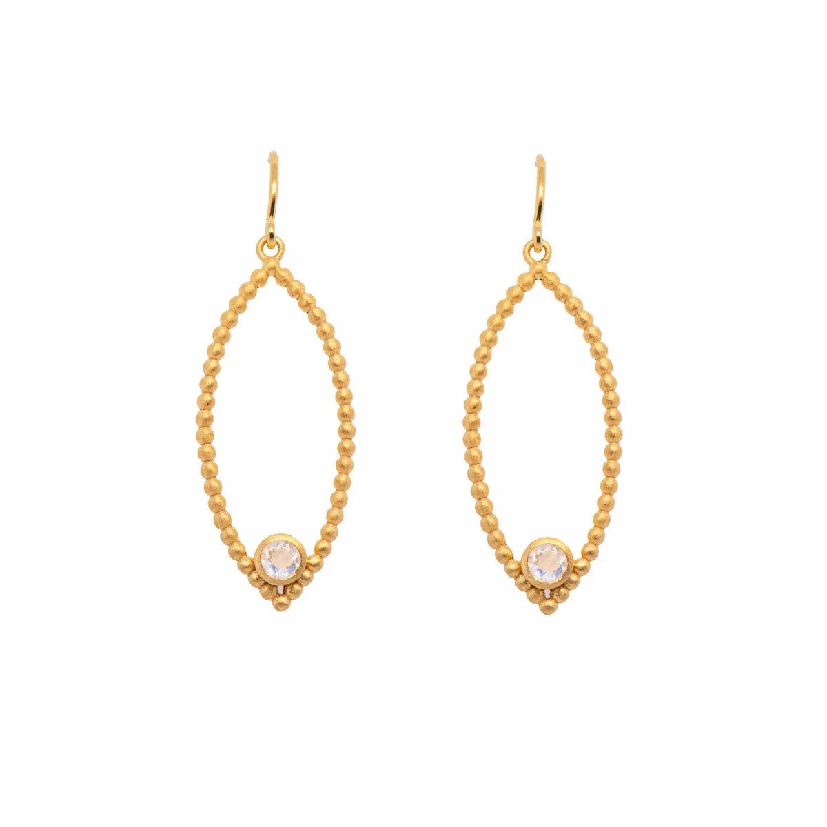 Karma Wire Rainbow Moonstone 24K Gold Vermeil Earrings