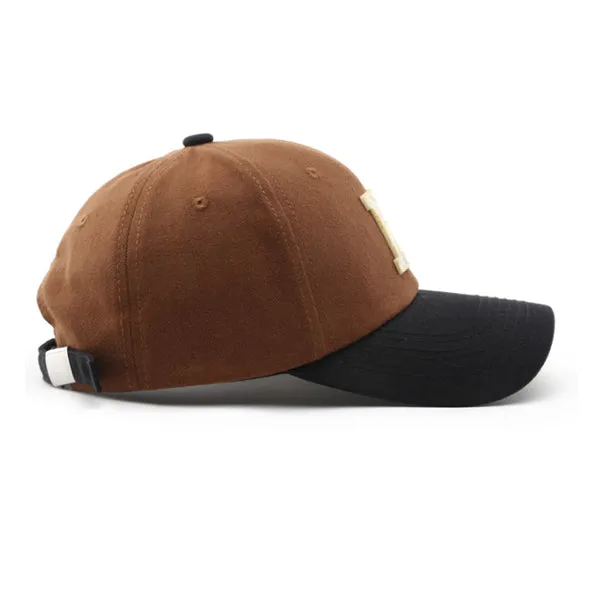 Letter H Embroidery Brown and Black Adjustable Baseball Cap 字母 H 刺繡棕色黑色可調節棒球帽 KCHT2403
