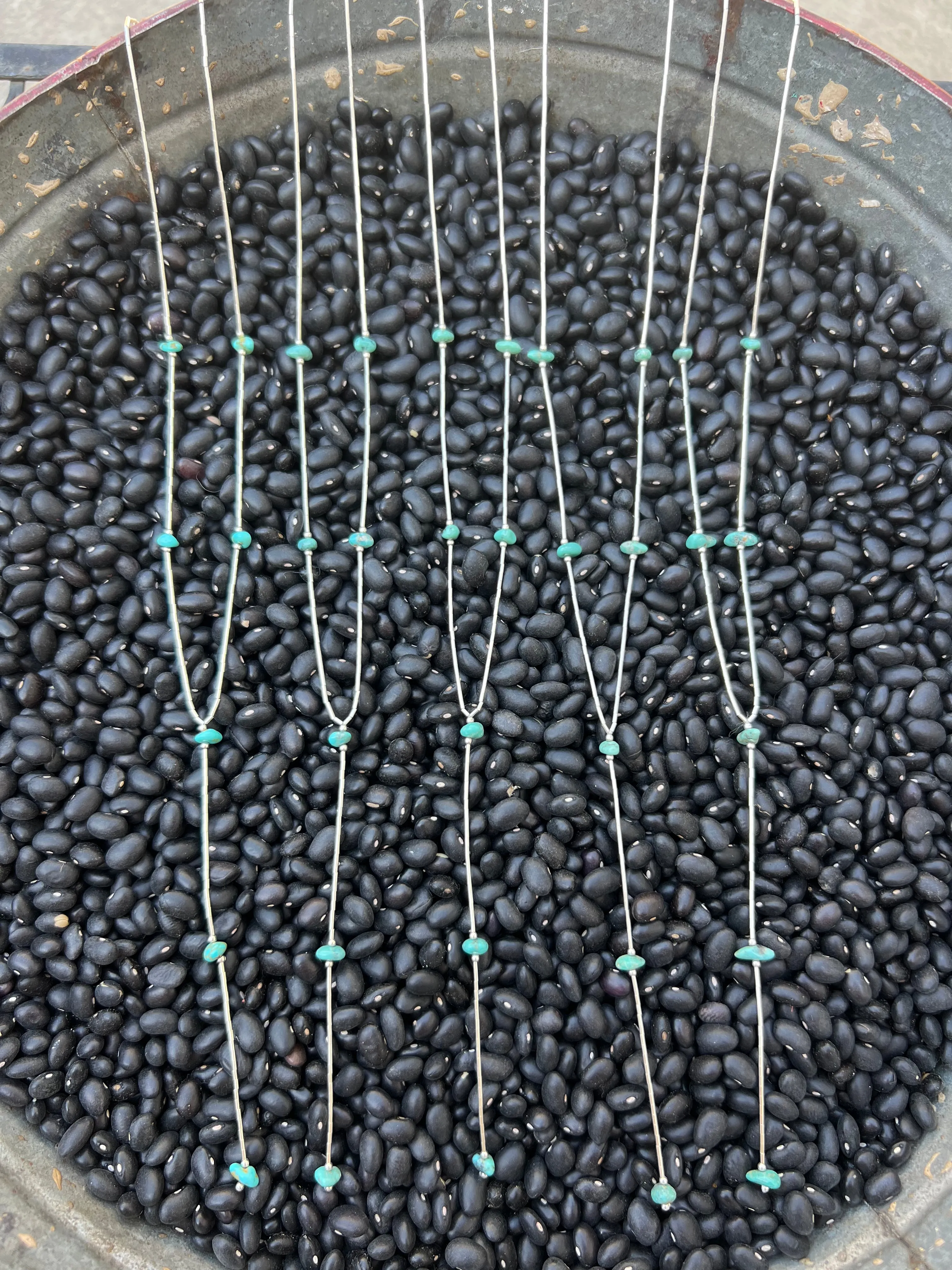 Liquid Silver Nugget Lariat Necklace