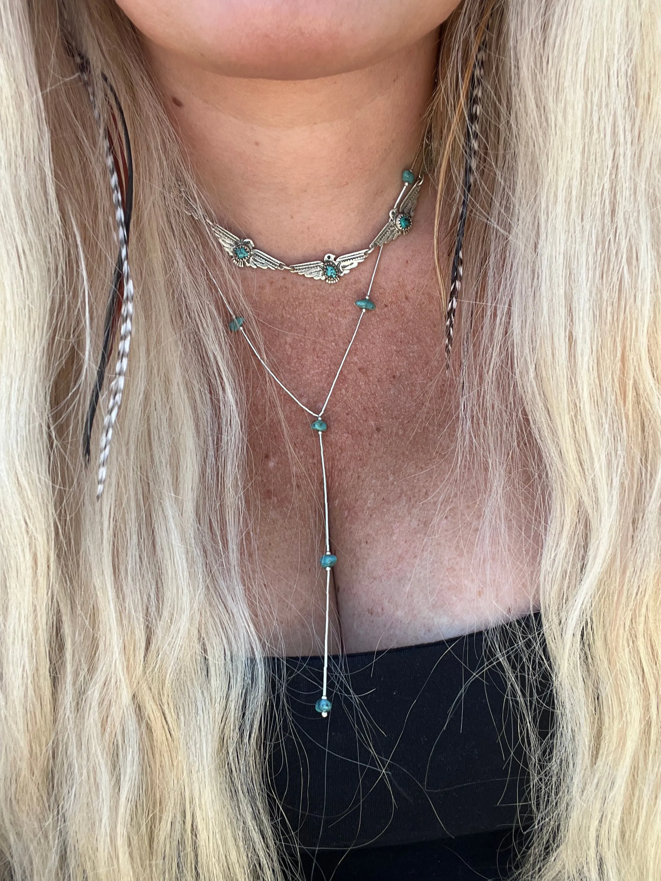 Liquid Silver Nugget Lariat Necklace