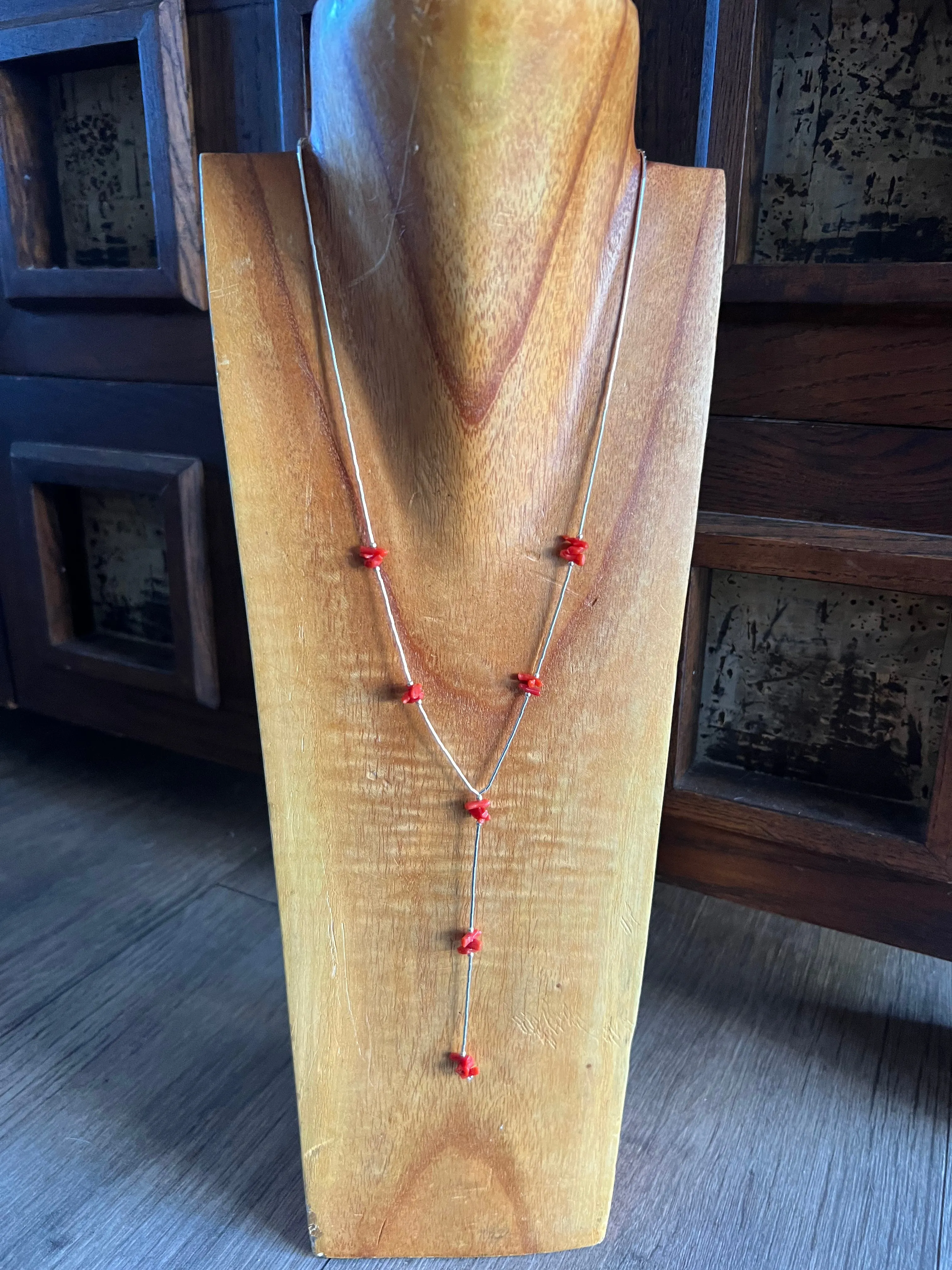 Liquid Silver Nugget Lariat Necklace