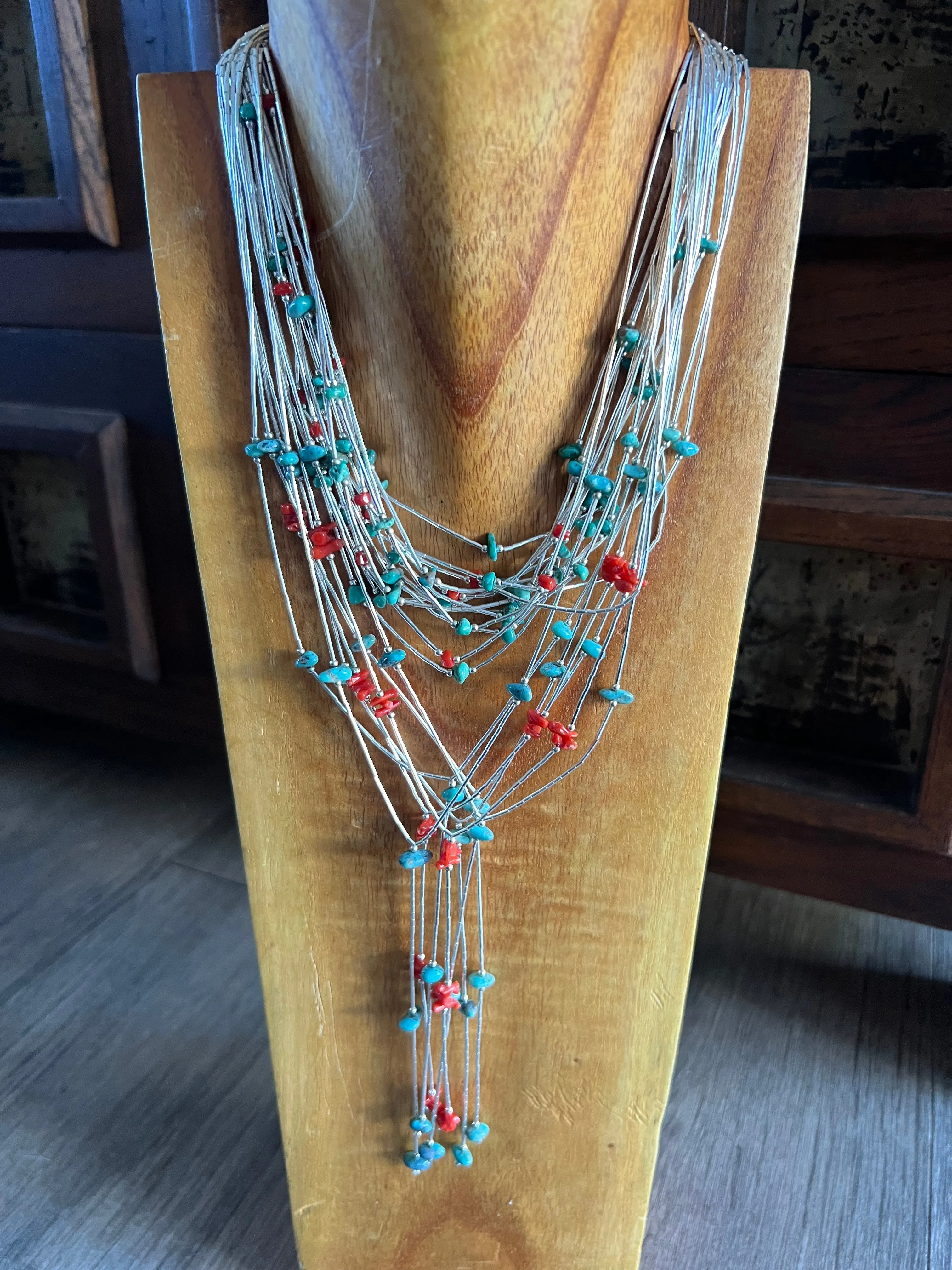 Liquid Silver Nugget Lariat Necklace