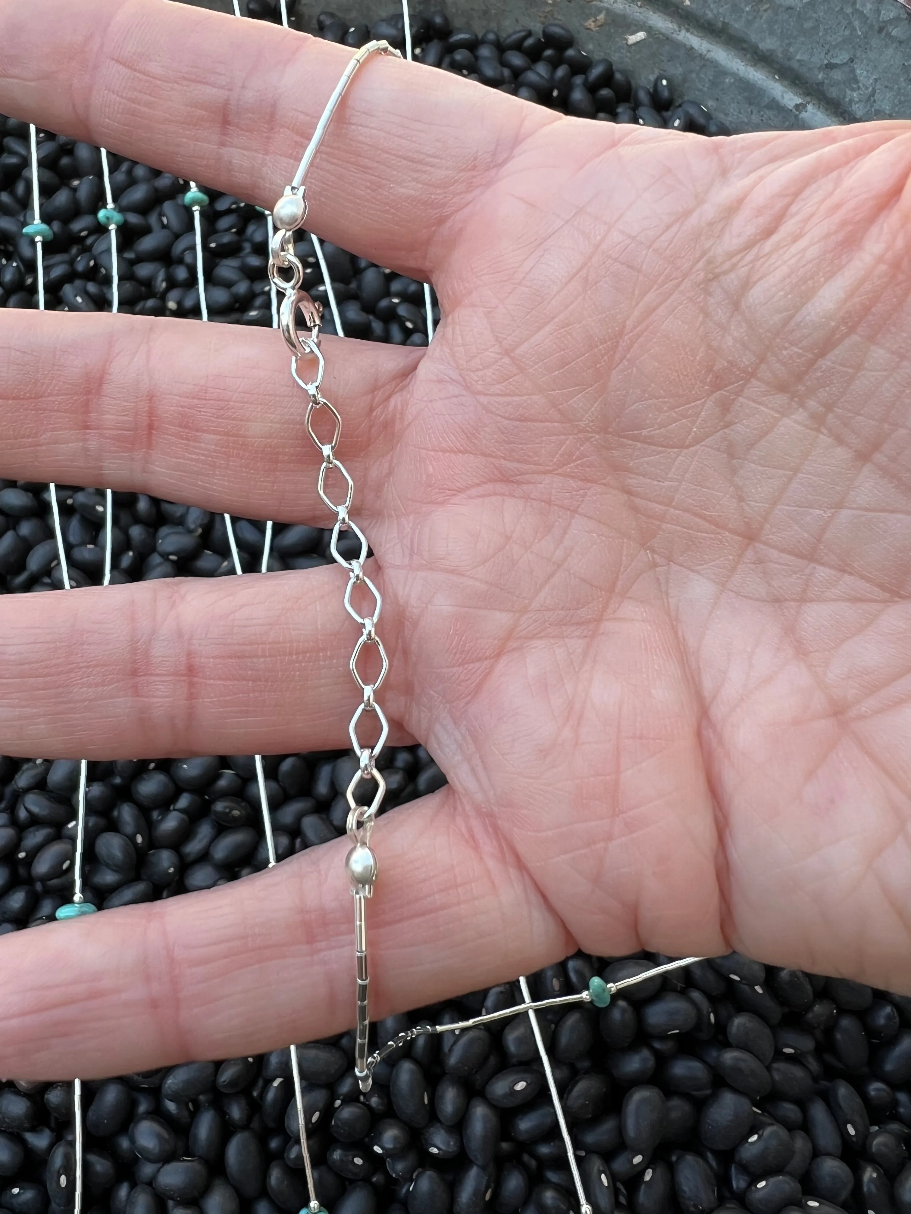 Liquid Silver Nugget Lariat Necklace