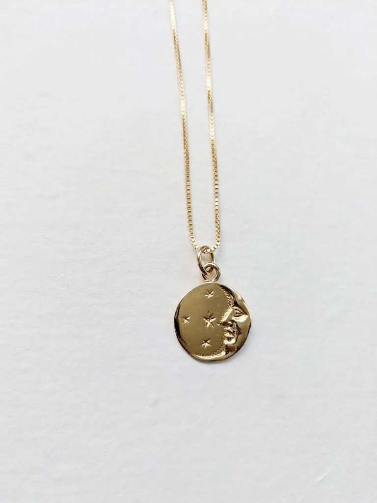 Little Gold Lucky Moon Necklace
