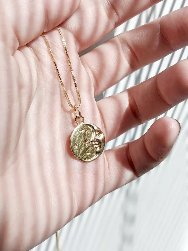 Little Gold Lucky Moon Necklace