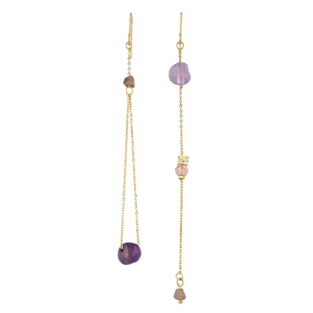 Long Drop Gemmed Earrings