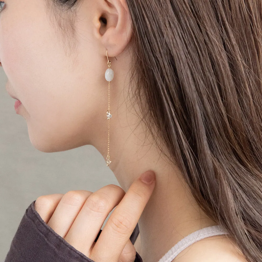 Long Drop Gemmed Earrings