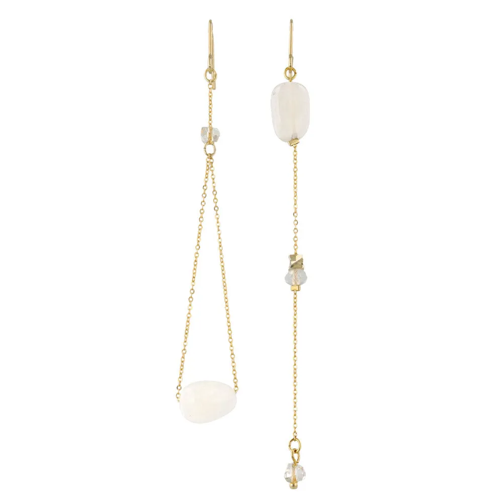 Long Drop Gemmed Earrings
