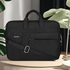 LOREM Black Color Linen fabric Messenger Bag (10 L, BG78)