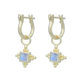 Mahla  Gold Rainbow Moonstone Hoop Earrings