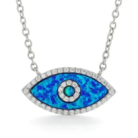 Marquise Blue Opal Evil Eye Necklace