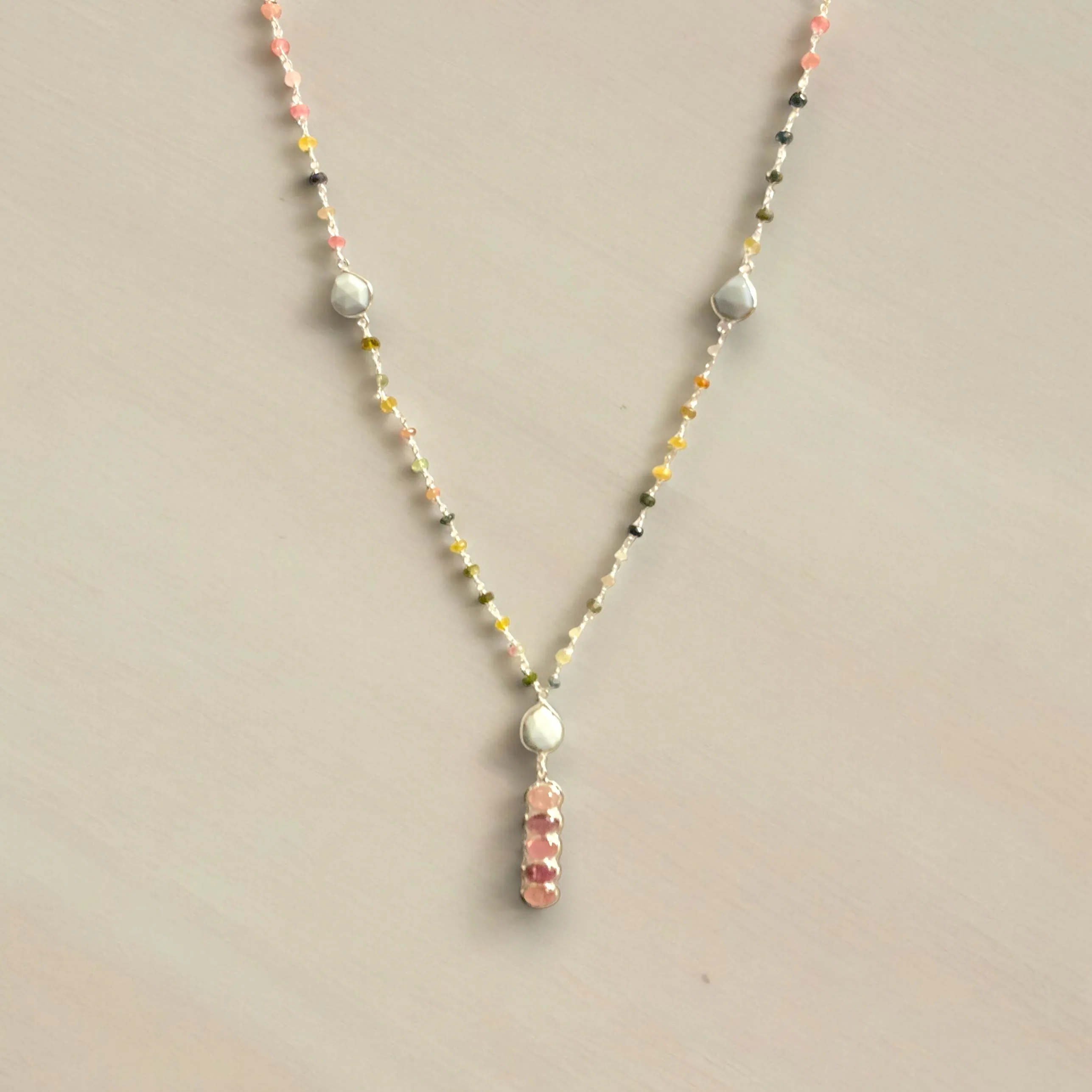 MCJewels - Longstation Necklace _ Blue Opal &  Tourmaline