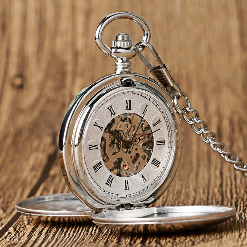 Mechanical Pocket Watch Full Gold Color Men Women Stylish Retro FOB Hand Wind Double Hunter
