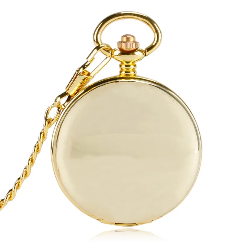 Mechanical Pocket Watch Full Gold Color Men Women Stylish Retro FOB Hand Wind Double Hunter