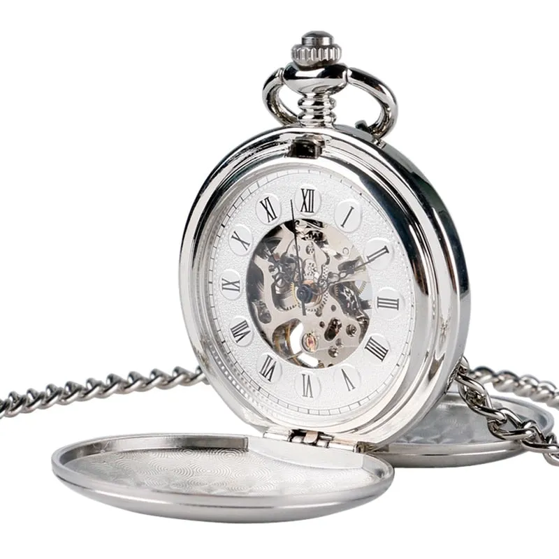 Mechanical Pocket Watch Full Gold Color Men Women Stylish Retro FOB Hand Wind Double Hunter