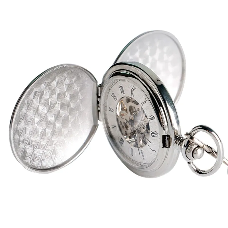 Mechanical Pocket Watch Full Gold Color Men Women Stylish Retro FOB Hand Wind Double Hunter