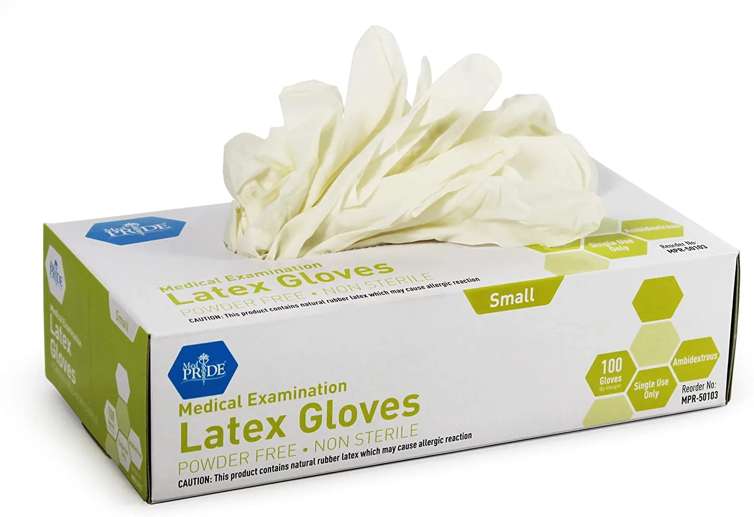 Medpride Medical Exam Latex Gloves | 5 mil Thick, Small Box of 100
