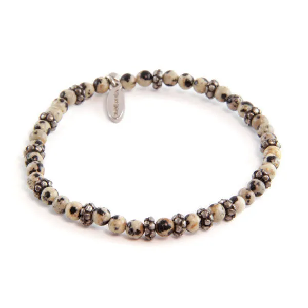 Mens Dalmatian and Faceted Donut Beaded Bracelet