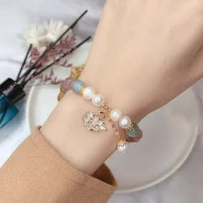 Micro-inlaid Swan Bracelet Grey Moonlight Pearl Bracelet Beads