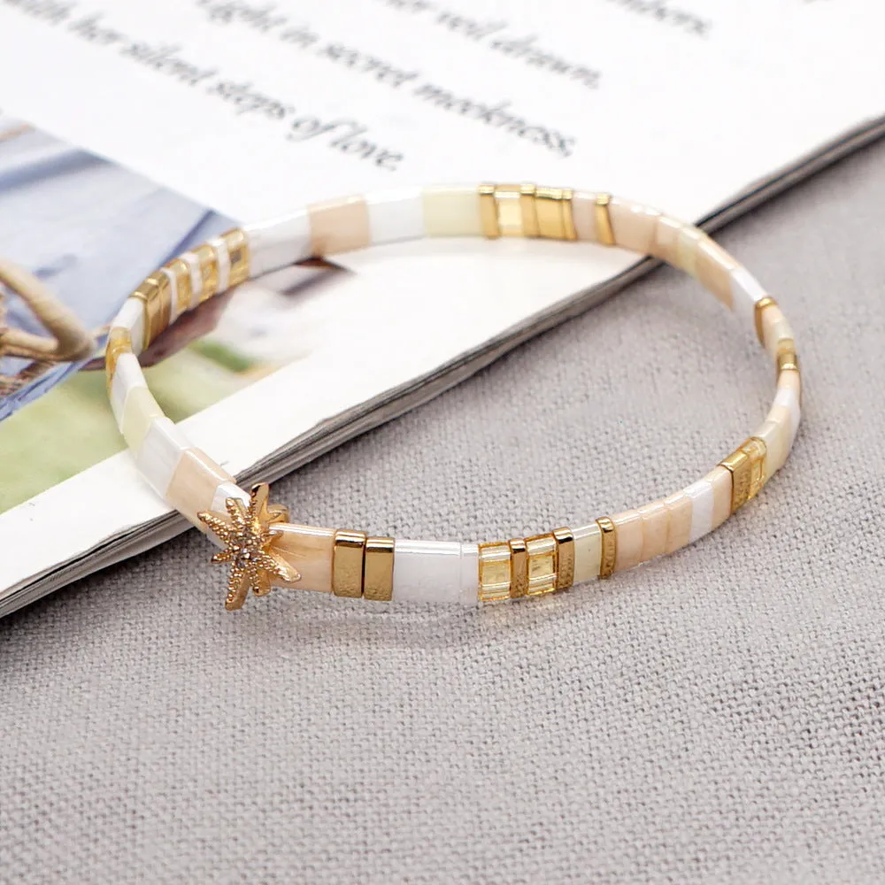 Micro-Set Rhinestone Snowflake Beads Bracelet