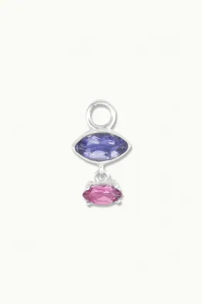 Mila Iolite and Rhodolite Silver Charm