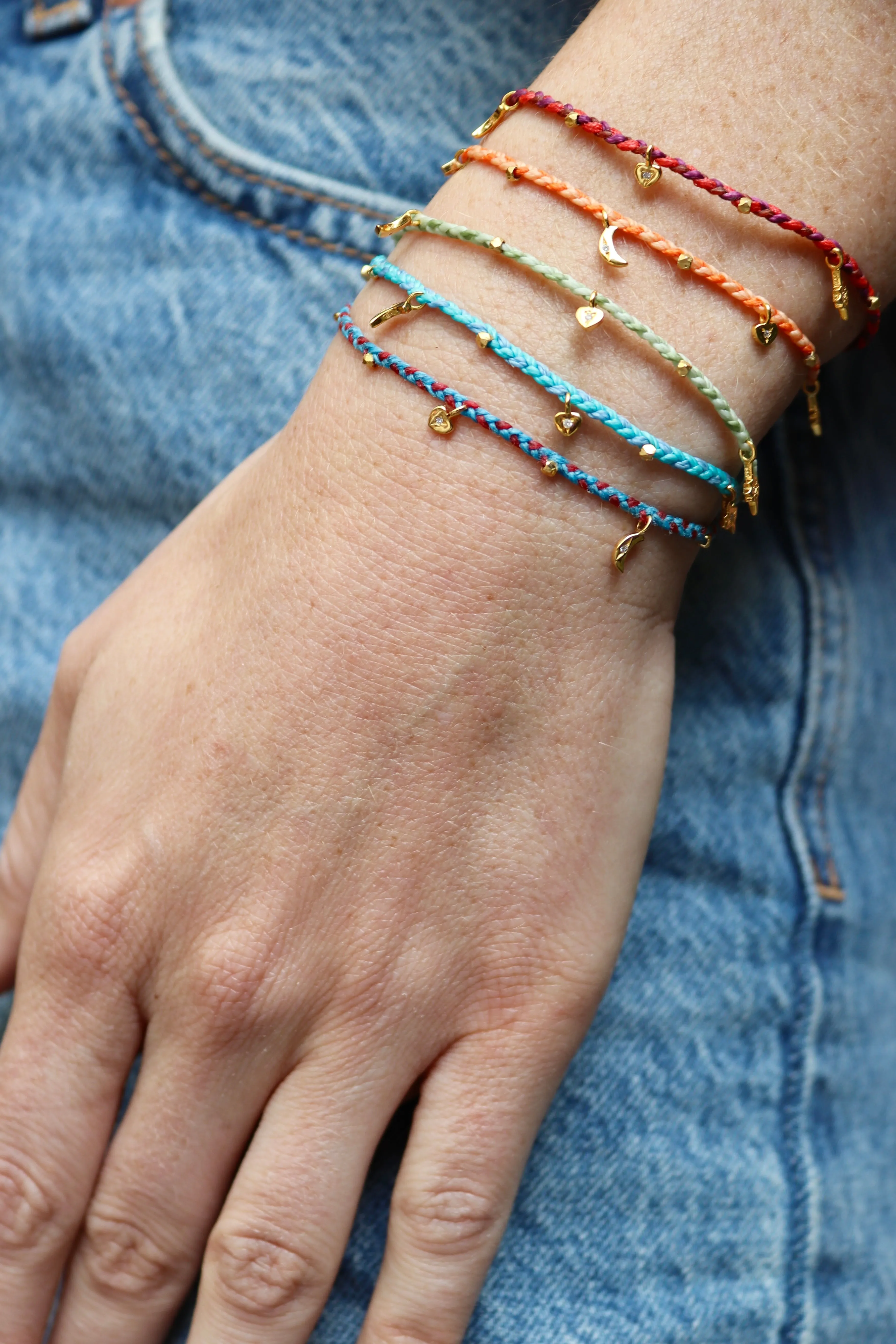 Mini Celestial Charms Bracelet in Tangerine Fleck
