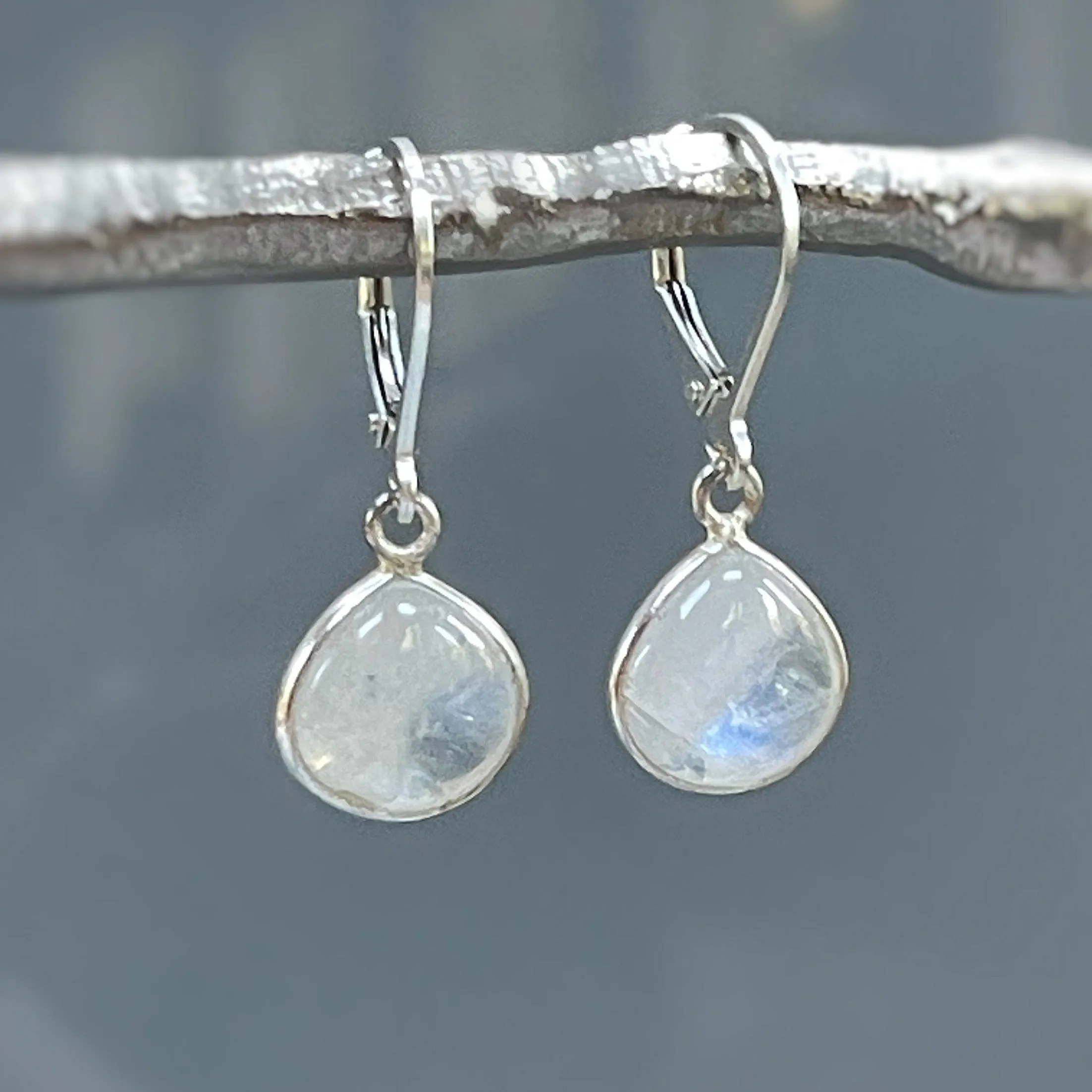 Moonstone Earrings Dangle Sterling Silver Minimalist Jewelry