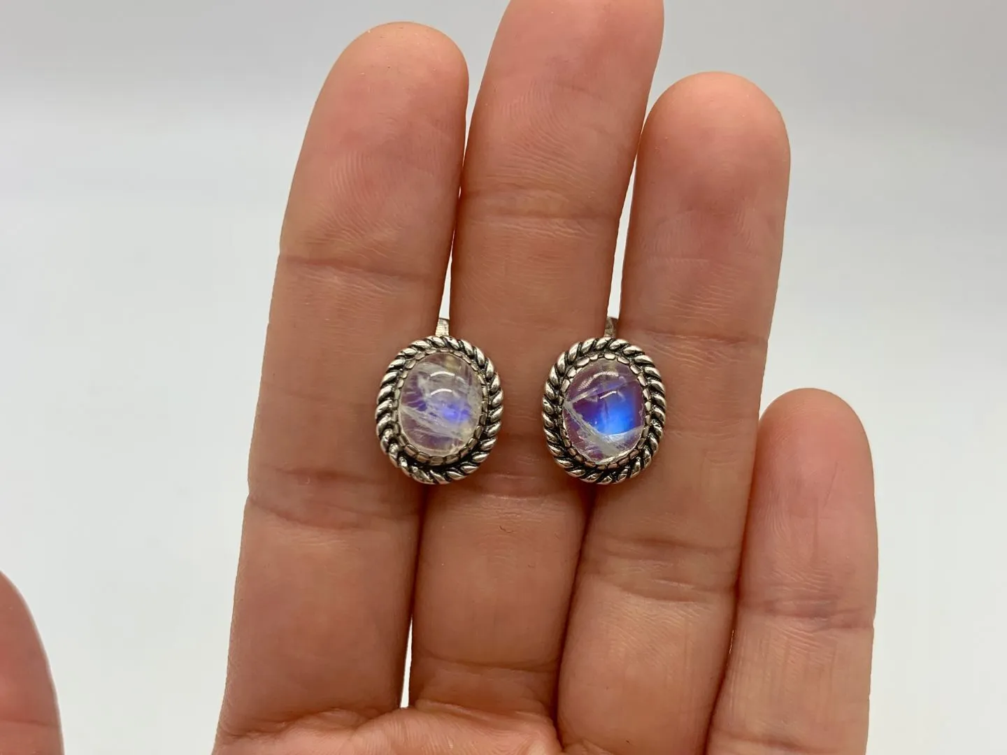 Moonstone Silver Earrings - Natural Moonstone Earrings - June Birthstone Earrings