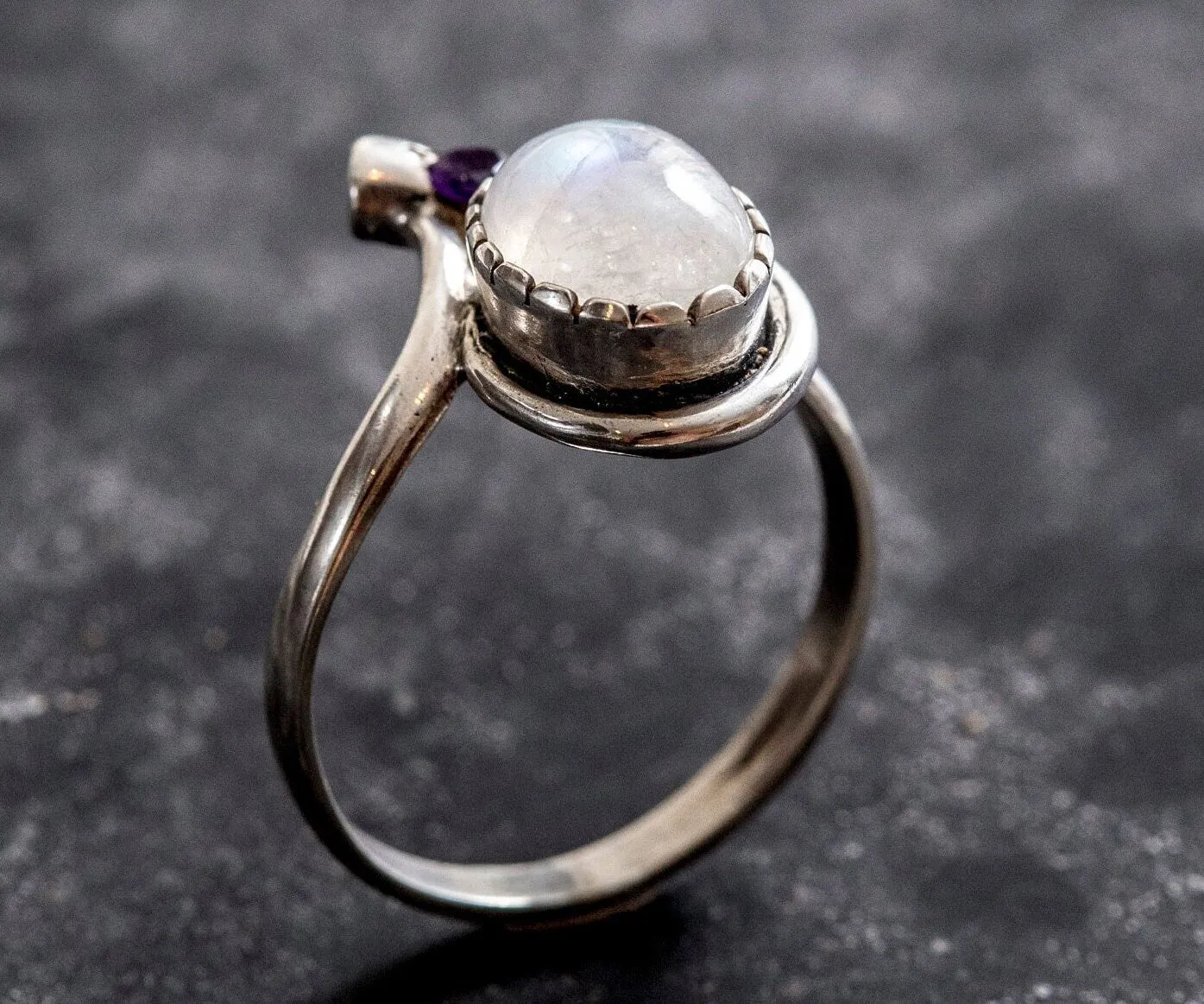 Moonstone Teardrop Ring - Two Stone Ring - Vintage Moonstone Ring