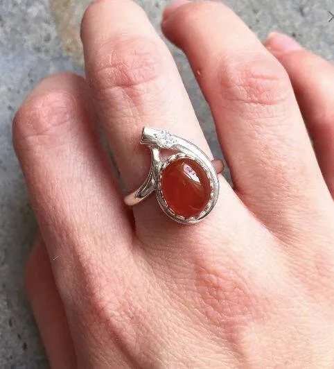 Moonstone Teardrop Ring - Two Stone Ring - Vintage Moonstone Ring