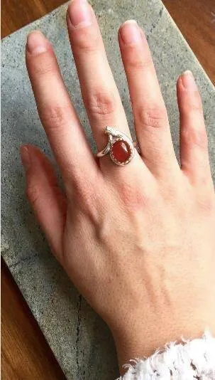 Moonstone Teardrop Ring - Two Stone Ring - Vintage Moonstone Ring