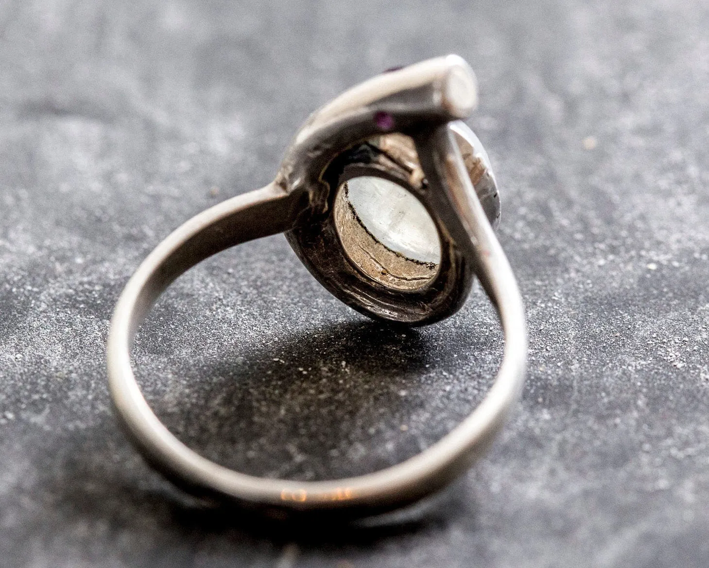 Moonstone Teardrop Ring - Two Stone Ring - Vintage Moonstone Ring