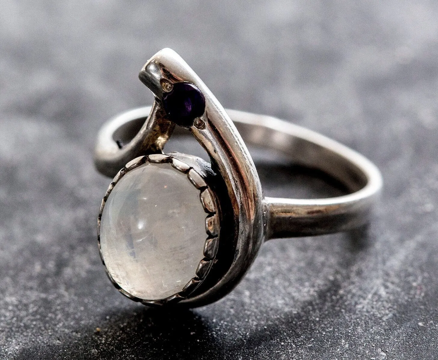 Moonstone Teardrop Ring - Two Stone Ring - Vintage Moonstone Ring