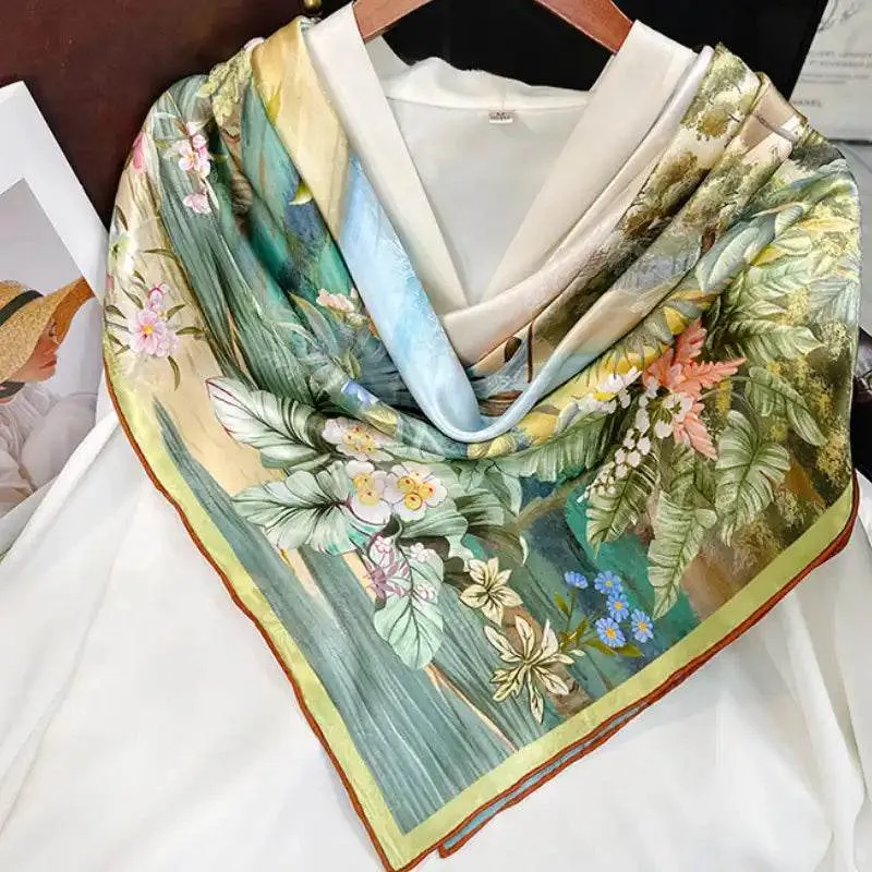 Mulberry Silk 14 Momme Square Scarf Boathouse 108x108 cm