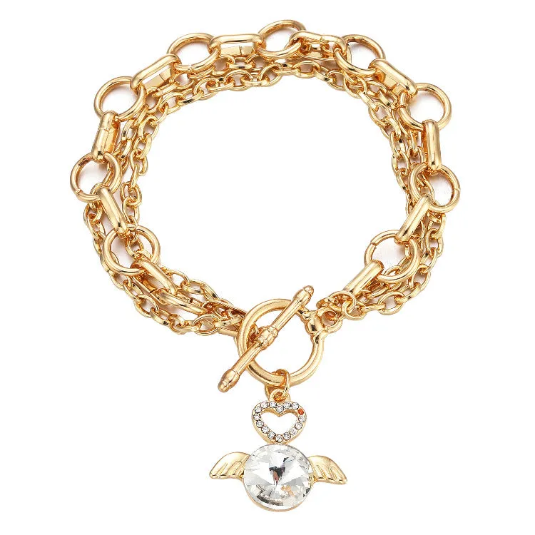 Multi-layer Chain Love Angel Pendant Bracelet