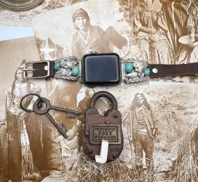 Native American Sterling Silver Watch Band with Turquoise J