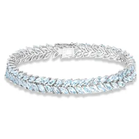 Natural Aquamarine Silver Bracelet