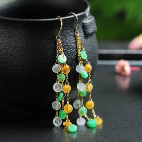 Natural Jade Earrings Jadeite Gold Earrings EG49