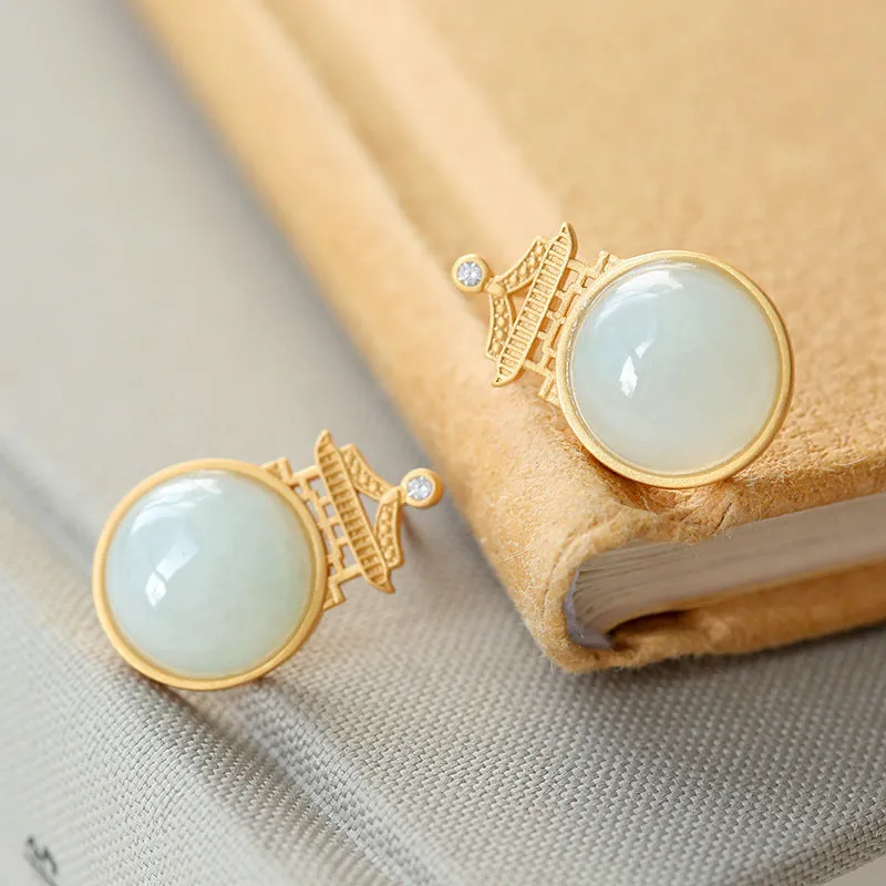Natural Jade Earrings Jadeite Silver Earrings ZNE285