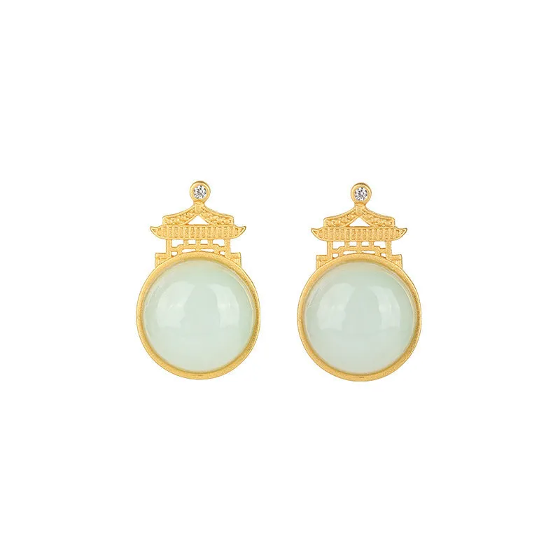 Natural Jade Earrings Jadeite Silver Earrings ZNE285