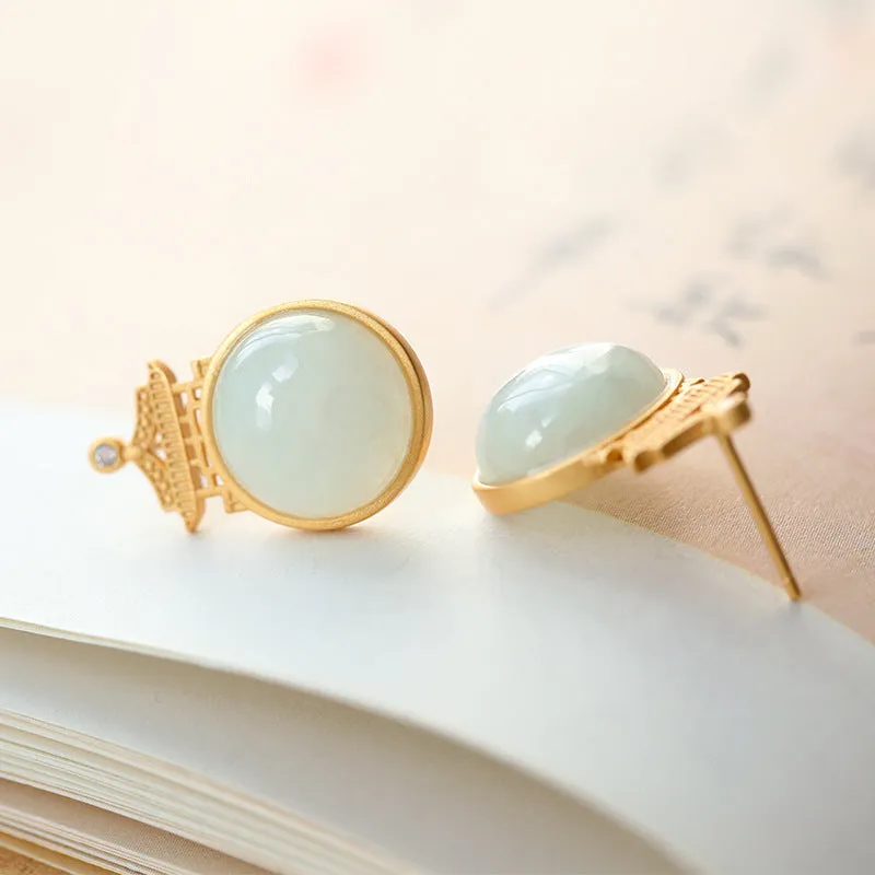 Natural Jade Earrings Jadeite Silver Earrings ZNE285