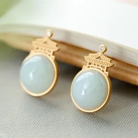 Natural Jade Earrings Jadeite Silver Earrings ZNE285