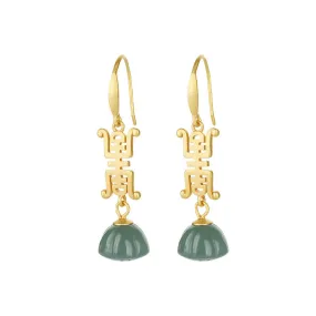 Natural Jade Earrings Jadeite Silver Earrings ZNE287