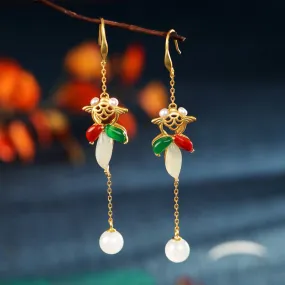Natural Jade Earrings Nephrite Agate Silver Earrings ZNE434